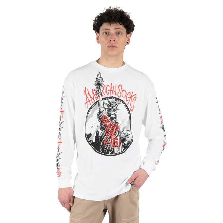 american socks longsleeve white shirt freedom is a lie